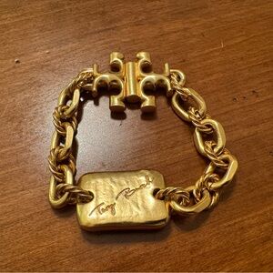 Tory Burch Gold Link Bracelet with Signature Plaque